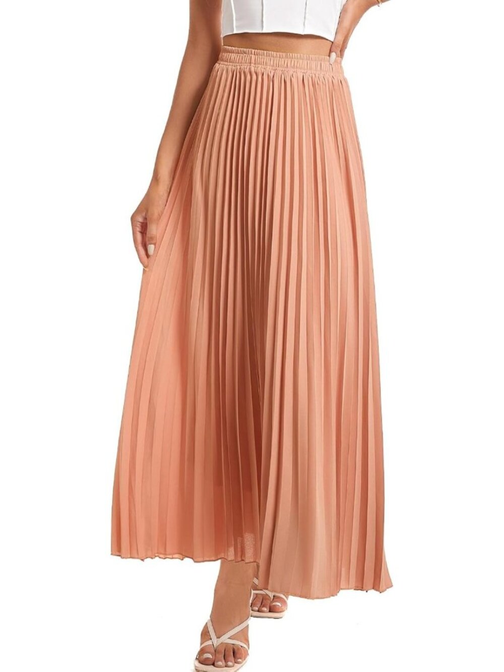 Boho Tiered Maxi Skirt for Women - Elastic High Waist, Pleated A-Line Beach